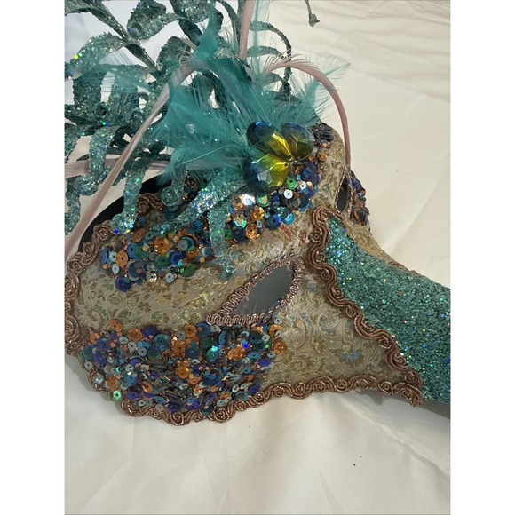 Mardi Gras Mask Venetian Masquerade New Orleans Costume Feathers Plague Doctor - Picture 8 of 9